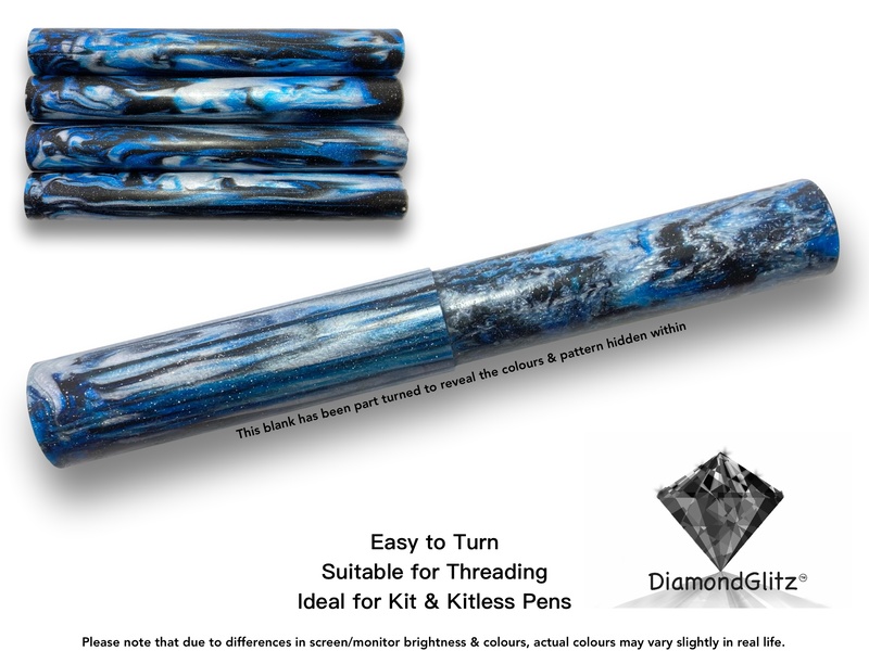 Cerulean Tritone DiamondGlitz Alumilite Resin/Acrylic Artisan Pen Blanks