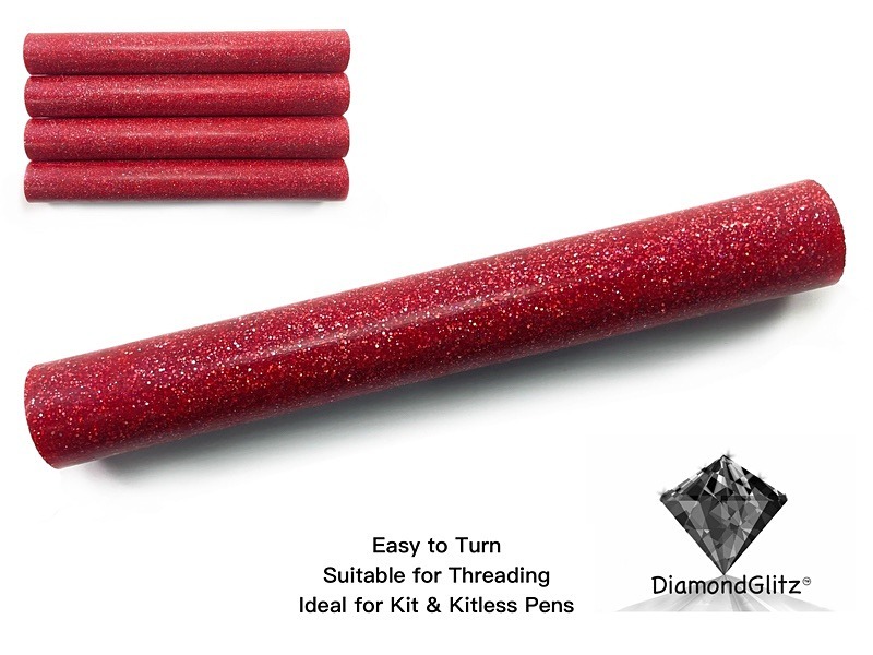 Cherry Red Super Sparkle DiamondGlitz Alumilite Resin/Acrylic Artisan Pen Blanks
