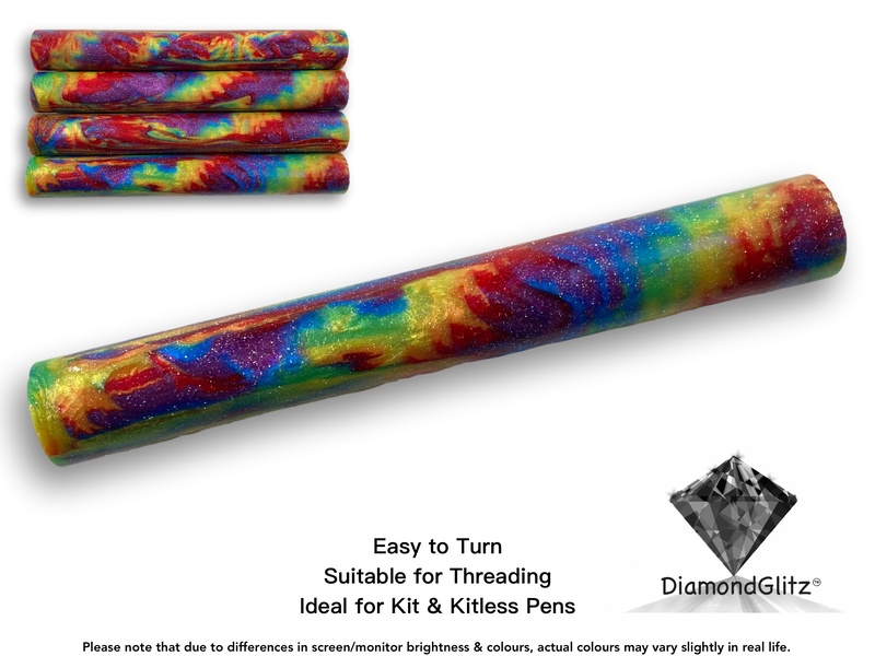 Artisan DiamondGlitz LGBTQ Pen Blanks cast using Alumilite resin plus our special blend of colour and glitz including real diamond particles.