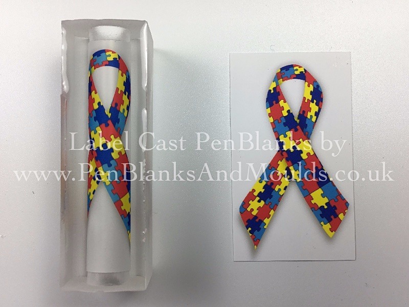 Autism Awareness Ribbon - Image/Photo Label Cast Pen Blanks