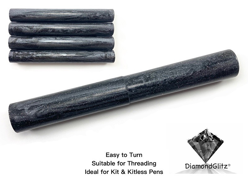 Smokey Black DiamondGlitz Alumilite Resin/Acrylic Artisan Pen Blanks