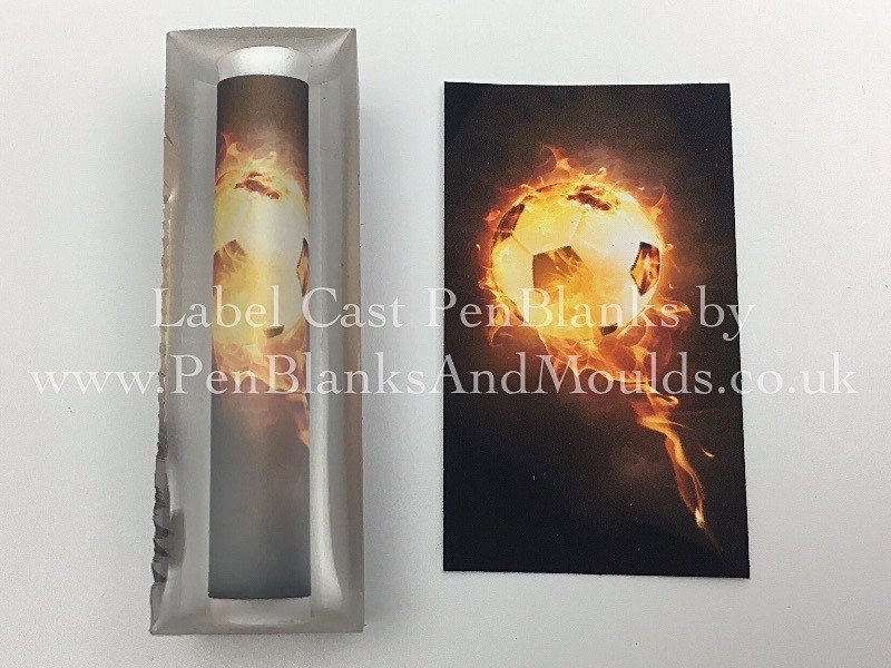 Flaming Football - Image/Photo Label Cast Pen Blanks