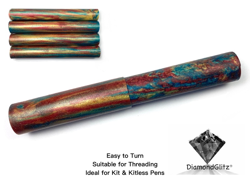 Rustic Blue DiamondGlitz Alumilite Resin/Acrylic Artisan Pen Blanks