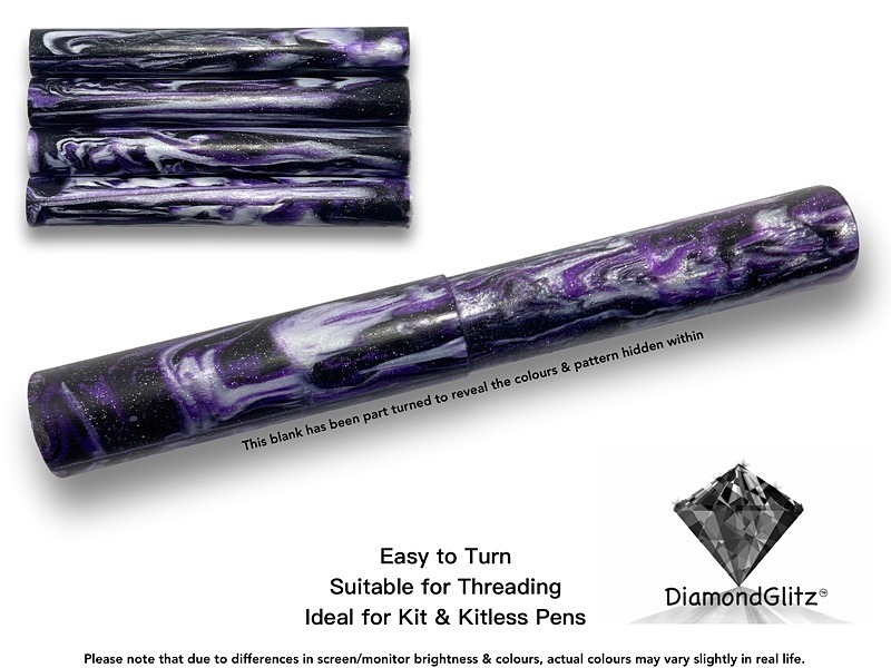 Royal Purple Tritone DiamondGlitz Alumilite Resin/Acrylic Artisan Pen Blanks