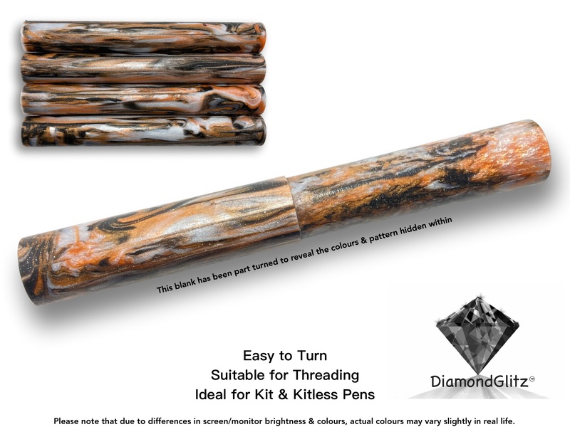 Tangerine Tritone DiamondGlitz Alumilite Resin/Acrylic Artisan Pen Blanks