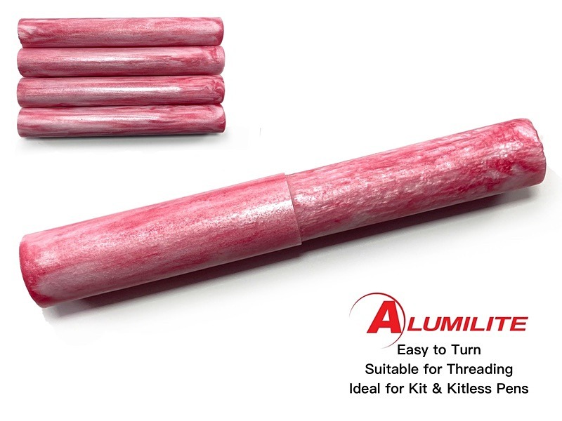 Raspberry Ripple Alumilite Resin/Acrylic Artisan Pen Blanks