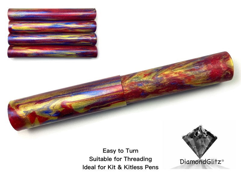Scarlet Macaw DiamondGlitz Alumilite Resin/Acrylic Artisan Pen Blanks
