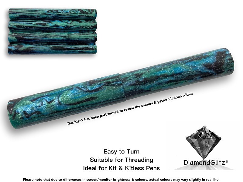 Oceanic DiamondGlitz Alumilite Resin/Acrylic Artisan Pen Blanks