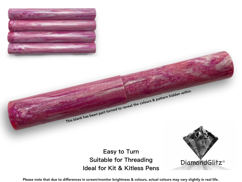 Raspberry Ripple DiamondGlitz Alumilite Resin/Acrylic Artisan Pen Blanks