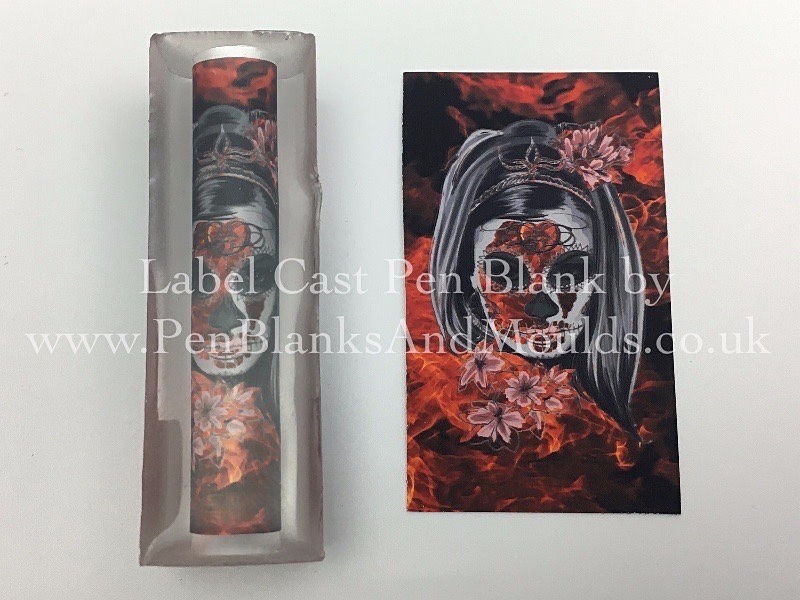 Fiery Masked Lady - Image/Photo Label Cast Pen Blanks