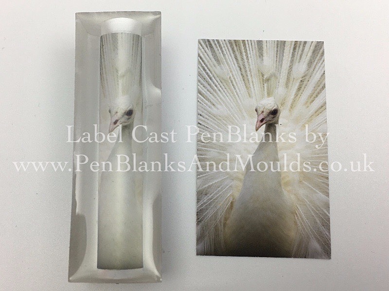 White Peacock - Image/Photo Label Cast Pen Blanks