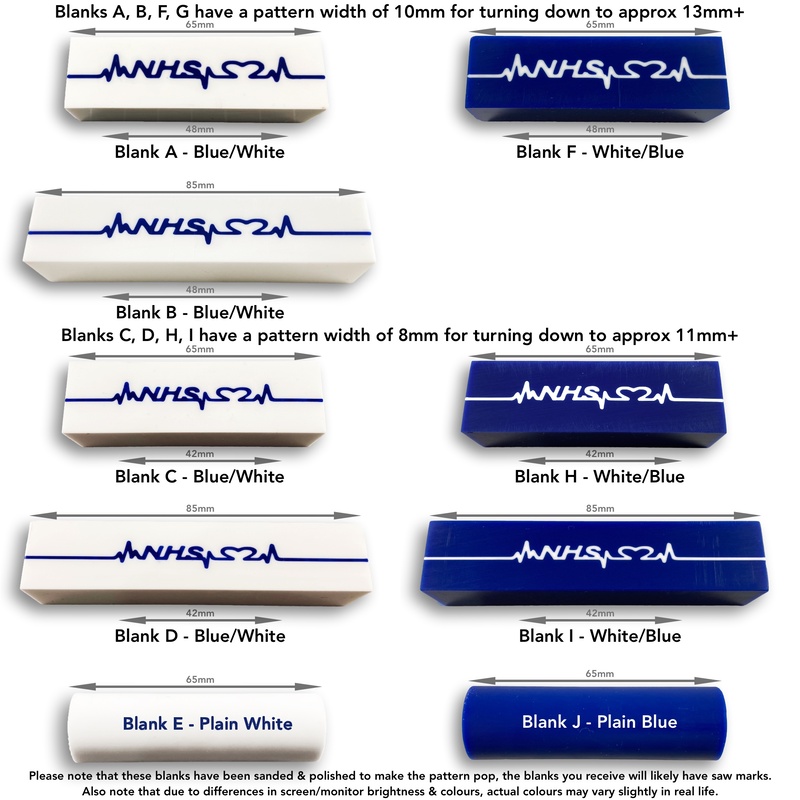 3D Solid Alumilite NHS Heart Rhythm Pen Blanks cast using Alumilite Clear Polyurethane resin.