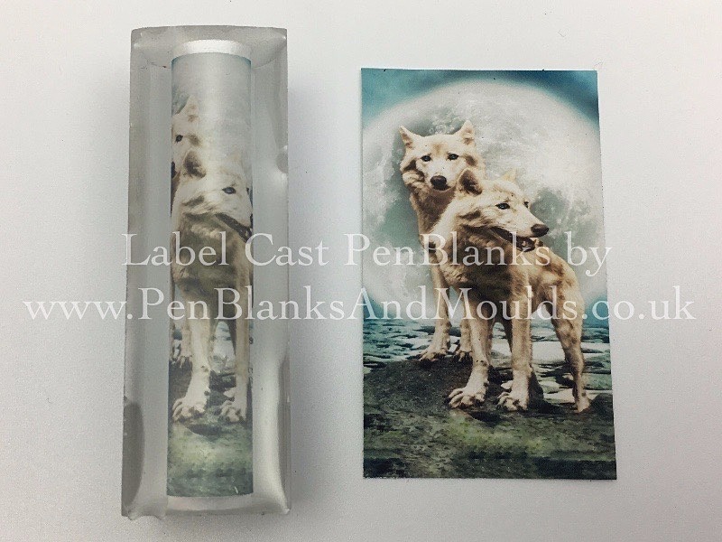 White Wolves - Image/Photo Label Cast Pen Blanks