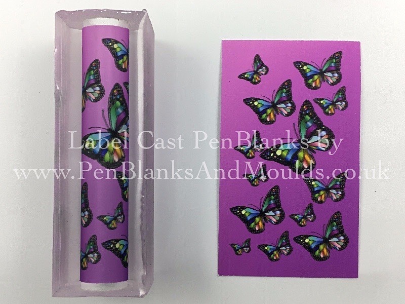Pink Metallic Butterflies - Image/Photo Label Cast Pen Blanks