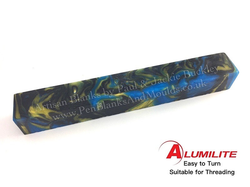 Yellow, Black and Blue - Multi Coloured Pen Blanks (square)