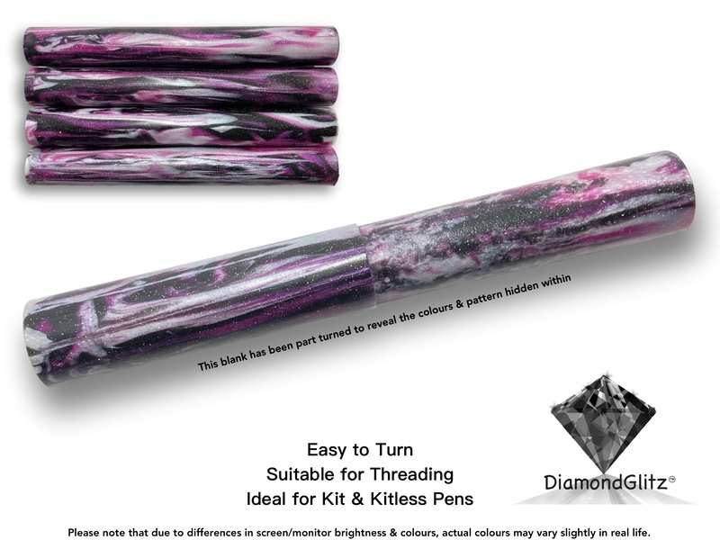 Fuchsia Tritone DiamondGlitz Alumilite Resin/Acrylic Artisan Pen Blanks