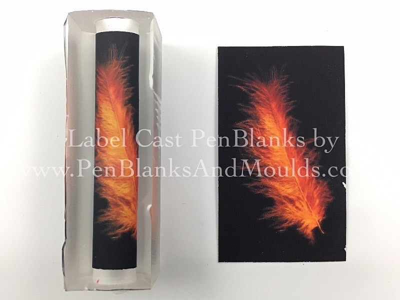 Orange Feather - Image/Photo Label Cast Pen Blanks