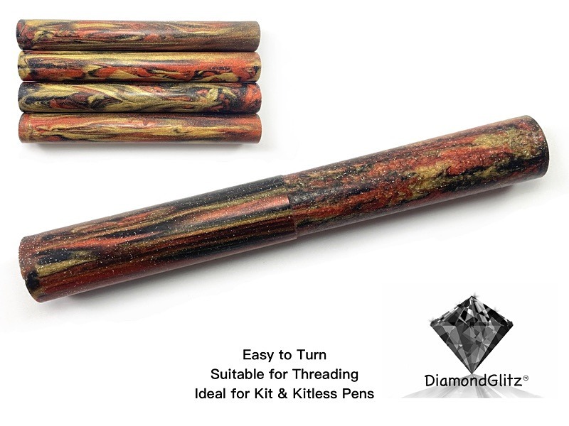 Inferno DiamondGlitz Alumilite Resin/Acrylic Artisan Pen Blanks
