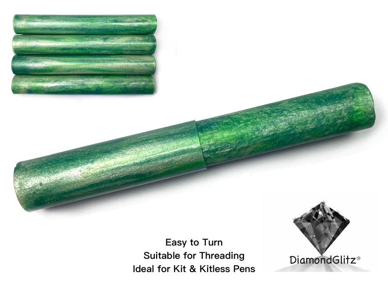 Spring Greens DiamondGlitz Alumilite Resin/Acrylic Artisan Pen Blanks