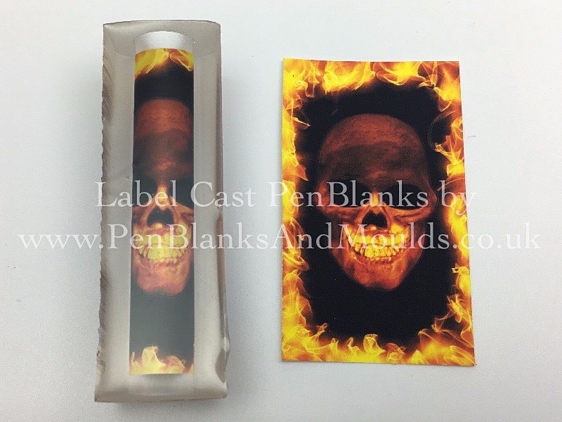 Fiery Skull - Image/Photo Label Cast Pen Blanks