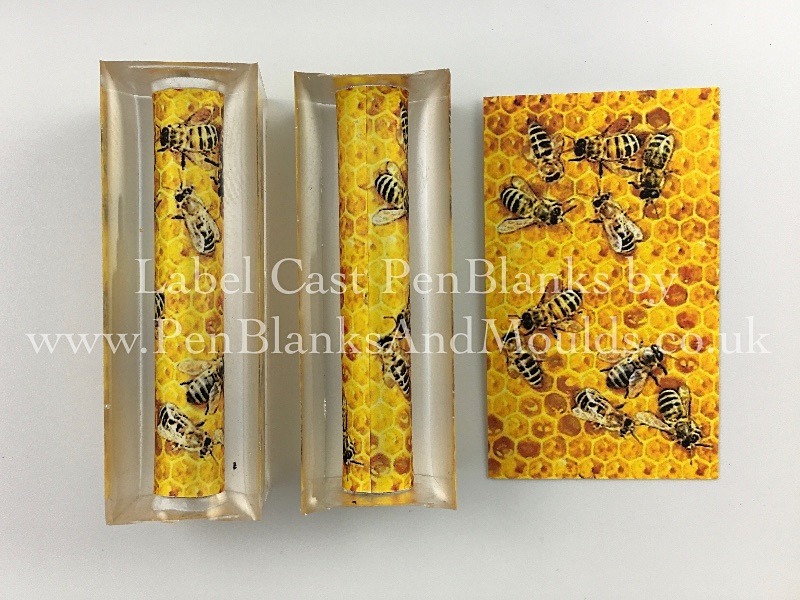 Honeycomb Bees - Image/Photo Label Cast Pen Blanks