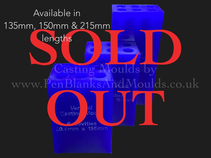 Silicone Vertical Moulds for casting 20.8mm round pen blanks, 135mm & 215mm long for kitless and custom pen makers