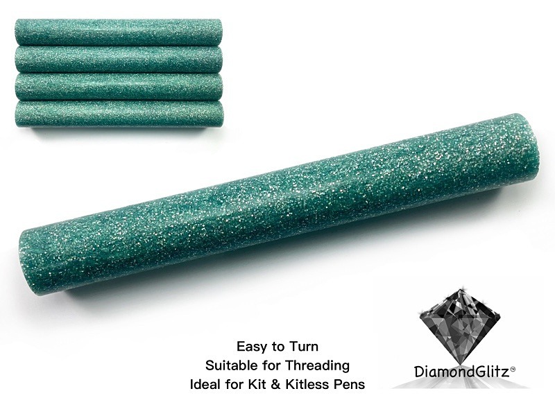 Emerald Green Super Sparkle DiamondGlitz Alumilite Resin/Acrylic Artisan Pen Blanks
