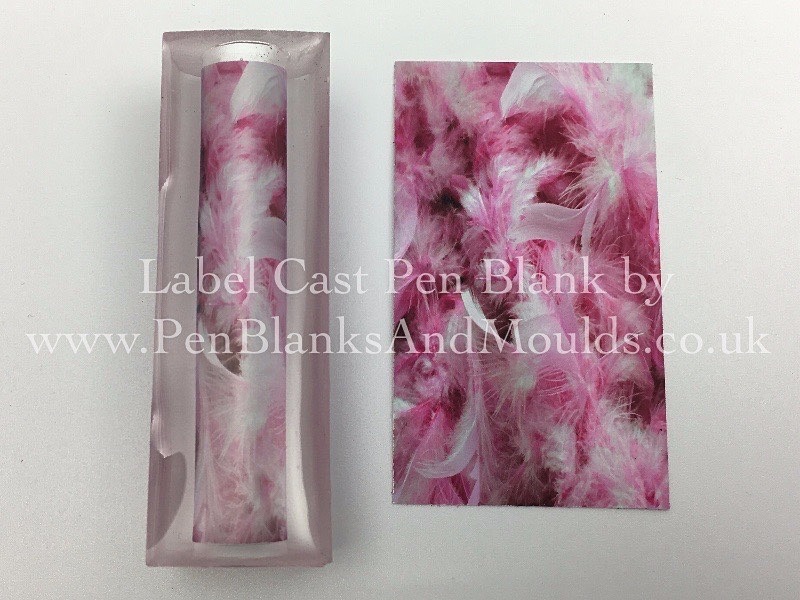Fluffy Pink Feathers - Image/Photo Label Cast Pen Blanks