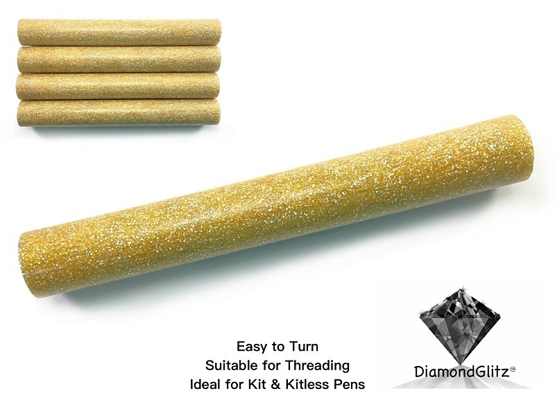 Light Gold Super Sparkle DiamondGlitz Alumilite Resin/Acrylic Artisan Pen Blanks