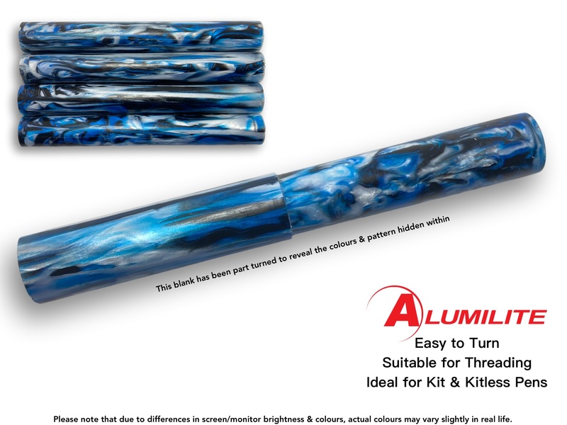 Cerulean Tritone Alumilite Resin/Acrylic Artisan Pen Blanks
