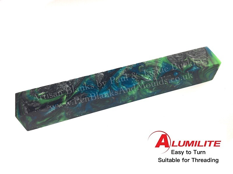 Silver, Blue and Green - Multi Coloured Pen Blanks (square)