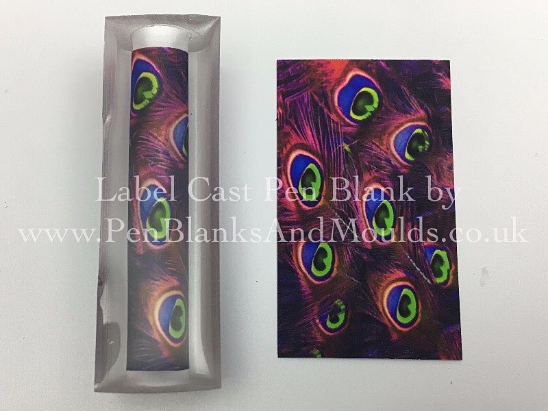 Purple Peacock Feathers - Image/Photo Label Cast Pen Blanks