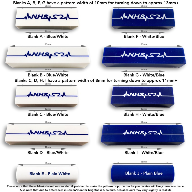 3D Solid Alumilite NHS Heart Rhythm Pen Blanks cast using Alumilite Clear Polyurethane resin.