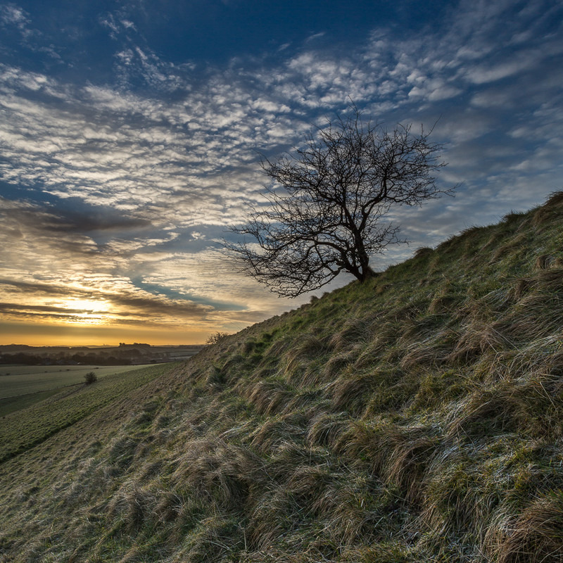 Maiden Castle Early Morning in March, Dorset - Dorset Landscapes