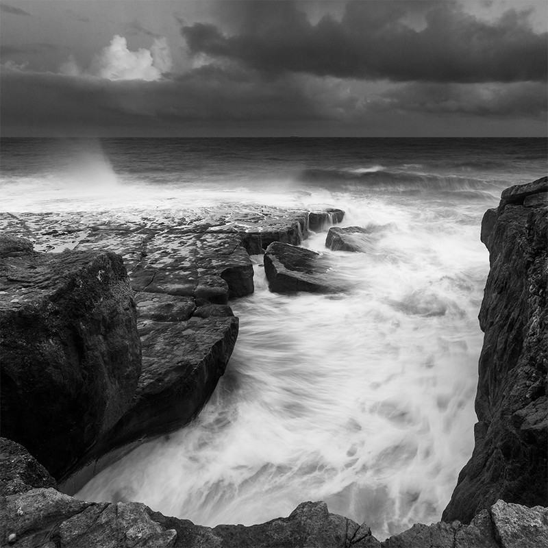 Portland Bill incoming tide - March 2013 - Black & White Scenic