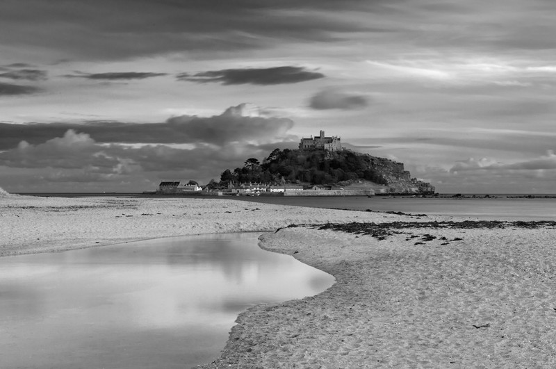 St Michael's Mount, Cornwall - Black & White Scenic
