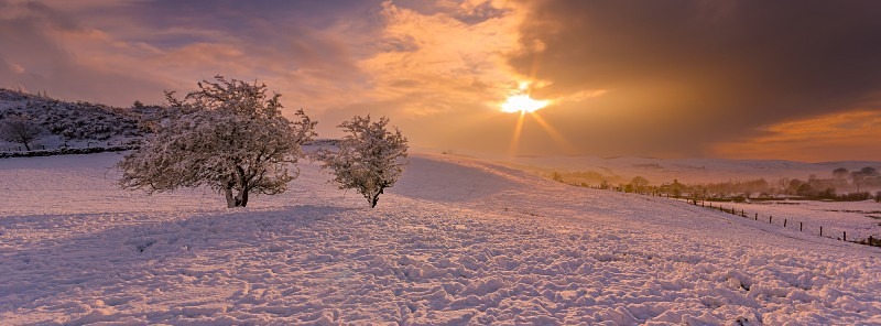 Snowy Sunset - Panorama