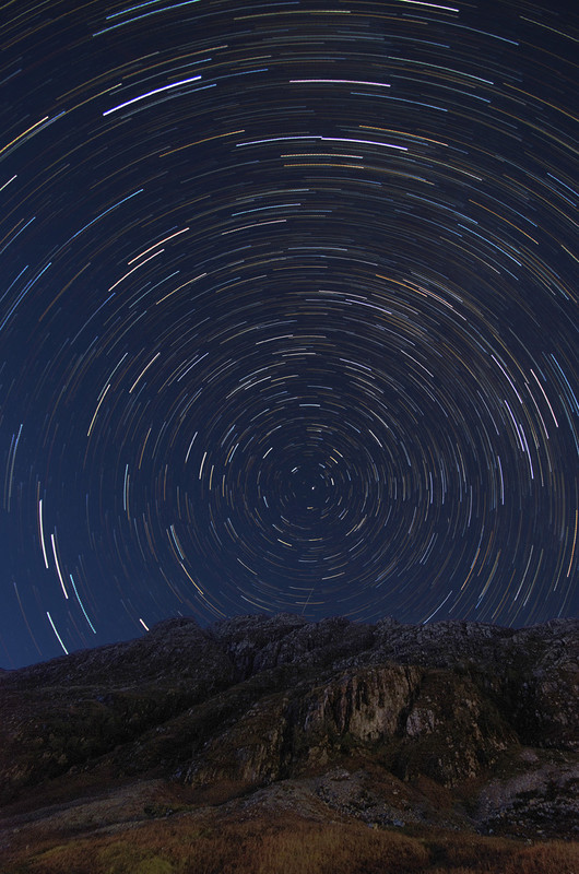 Star Trail over part of Aonach Eagach Ridge, Glencoe - The Sun, the Moon, and the Stars!