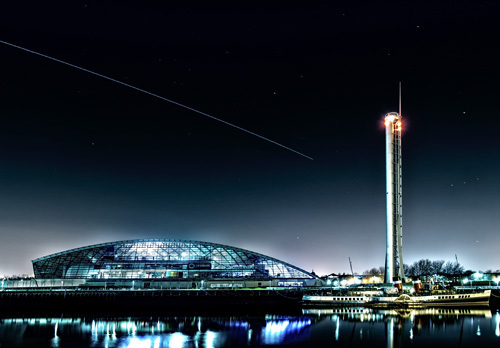 ISS's 'Star Trail' over the Science Centre, the Tower and the Waverley - The Sun, the Moon, and the Stars!