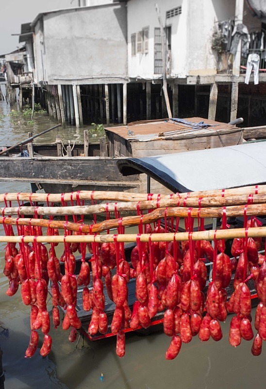Sausages drying, Mekong Delta - Vietnam January 2013