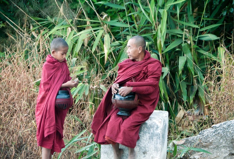 Alms collecting monks