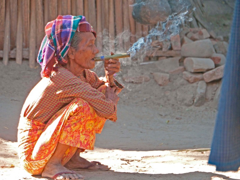 Burmese cigar smoker
