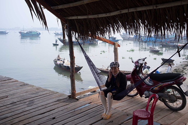 The Thu Bon River near Hoi An - Vietnam January 2013