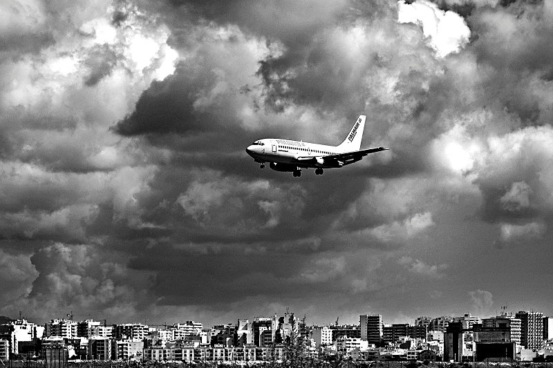 Landing at Faro - Black and White