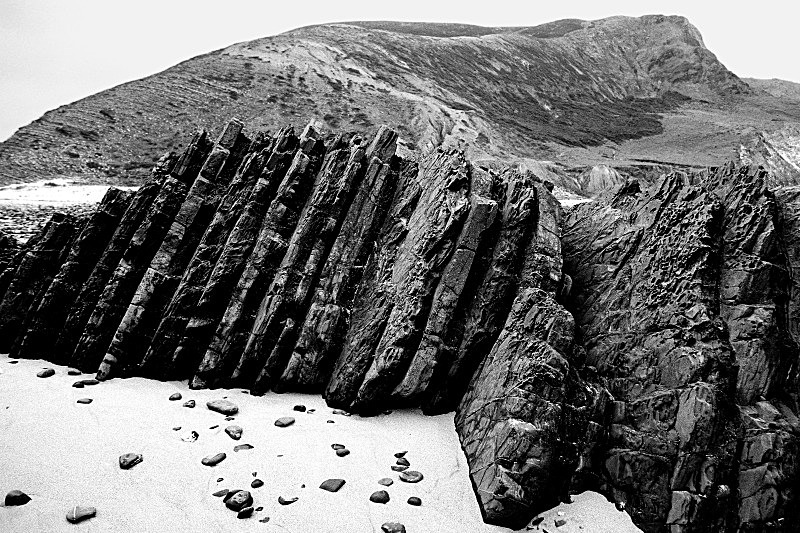Unusual Rock Formation - Black and White