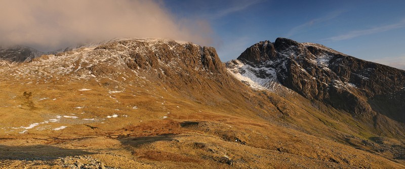 Scafell Pike and Sca Fell Panorama - Mountains and Fells