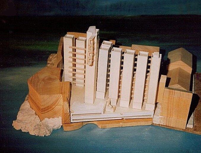 Site model birds eye - Utopisk hotellprosjekt i Dubrovnik