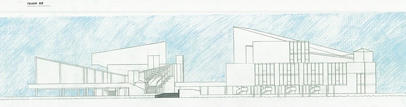 Kulturhus Giudecca, Venezia. Oppriss sør sett fra Giudeccakanalen. - Kulturhus i Venezia