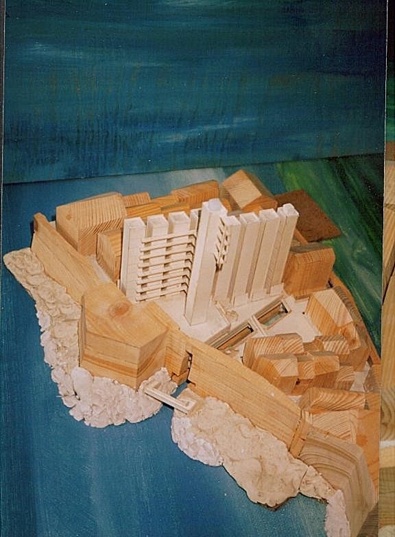 Site model birds eye - Utopisk hotellprosjekt i Dubrovnik