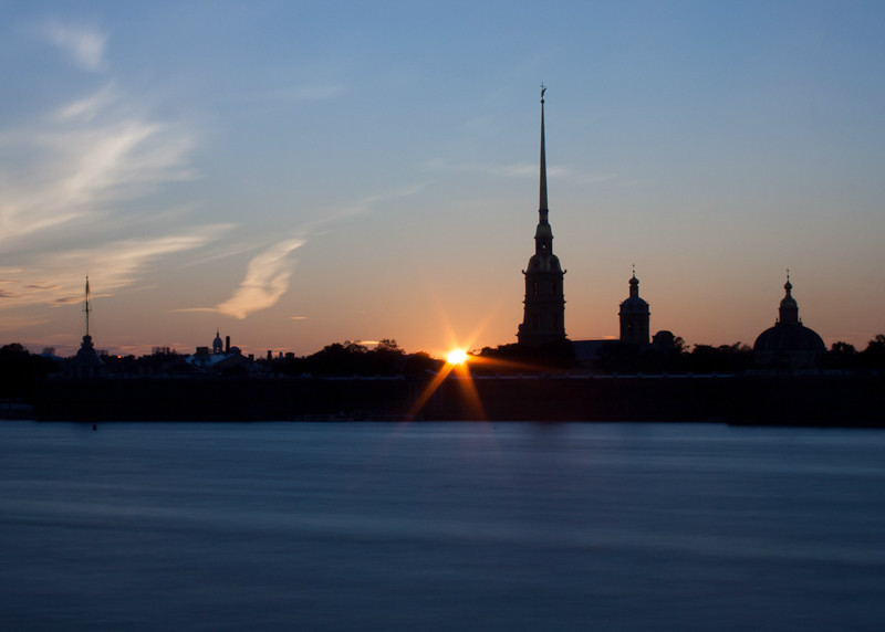 Sunset over the Peter and Paul Fortress, St Petersburg